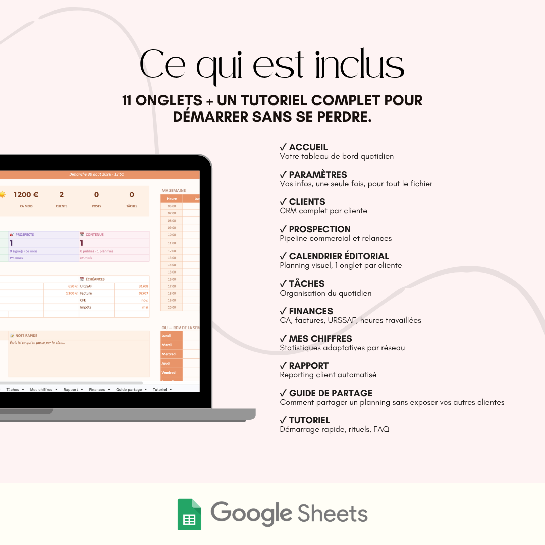 CM Hub Sheets - L'outil tout-en-un pour ton activité de CM