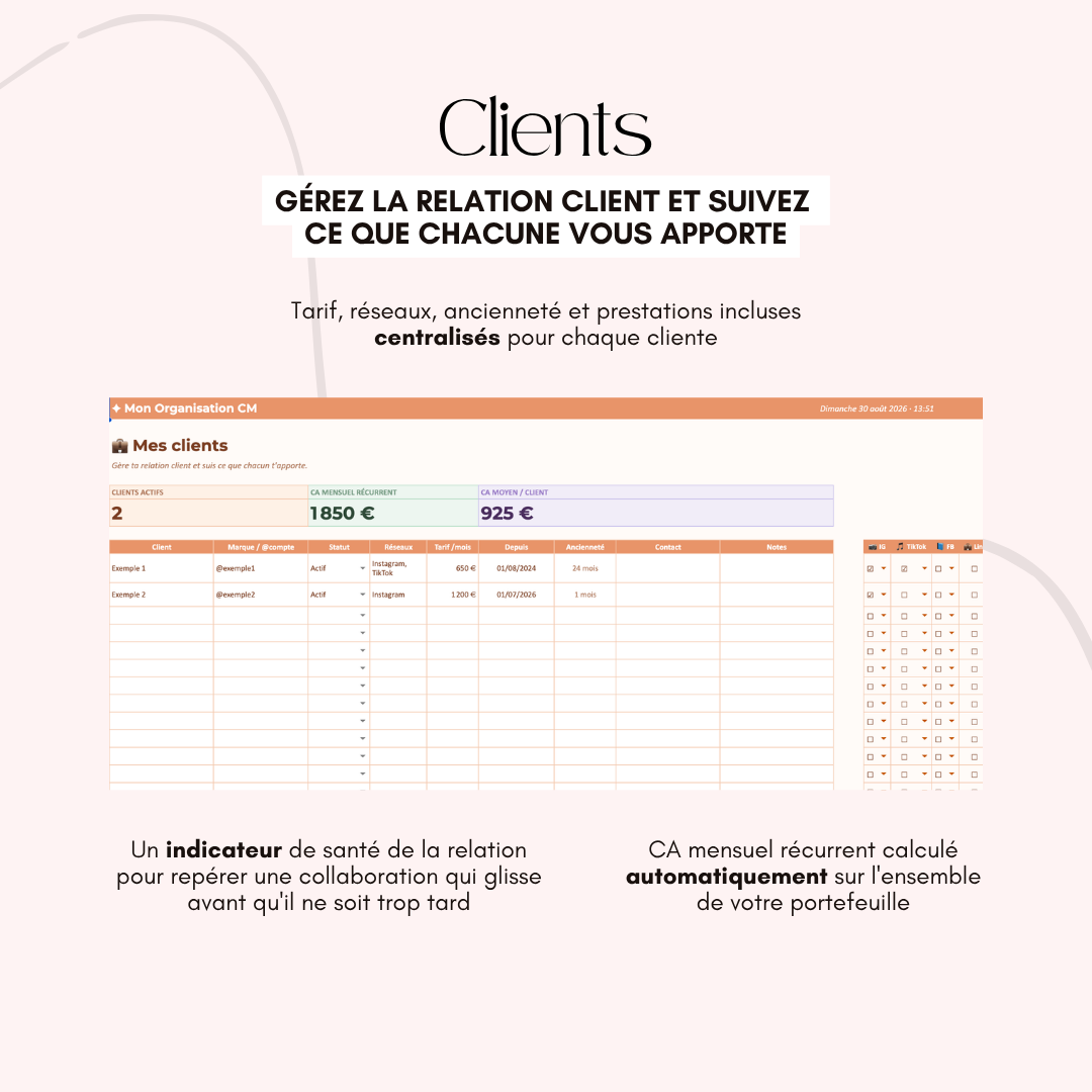 CM Hub Sheets - L'outil tout-en-un pour ton activité de CM